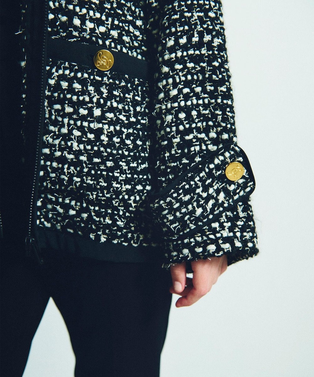 GRACE CONTINENTAL ツイードフーディーコート