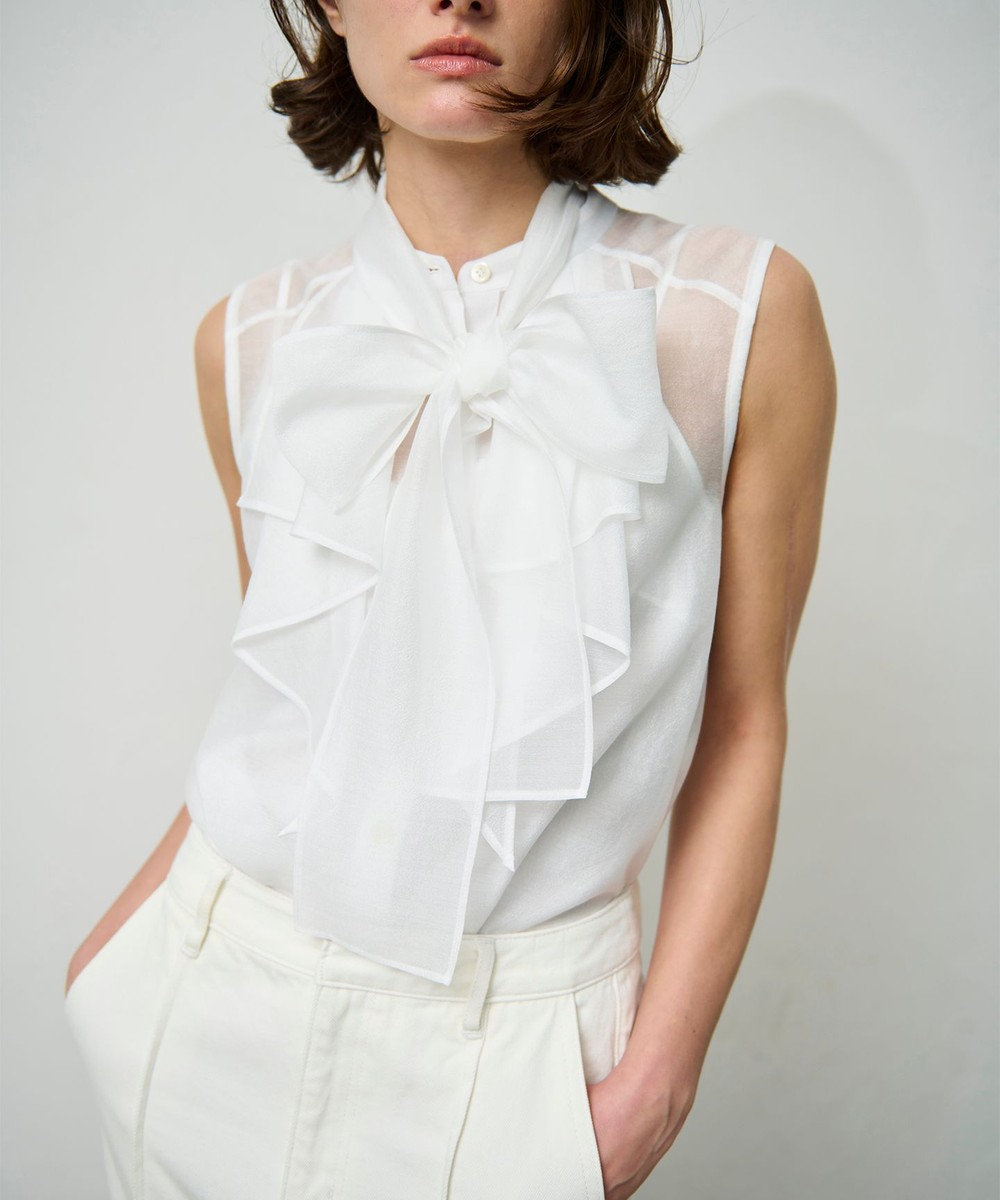 GRACE CONTINENTAL シアーボウタイノースリーブ