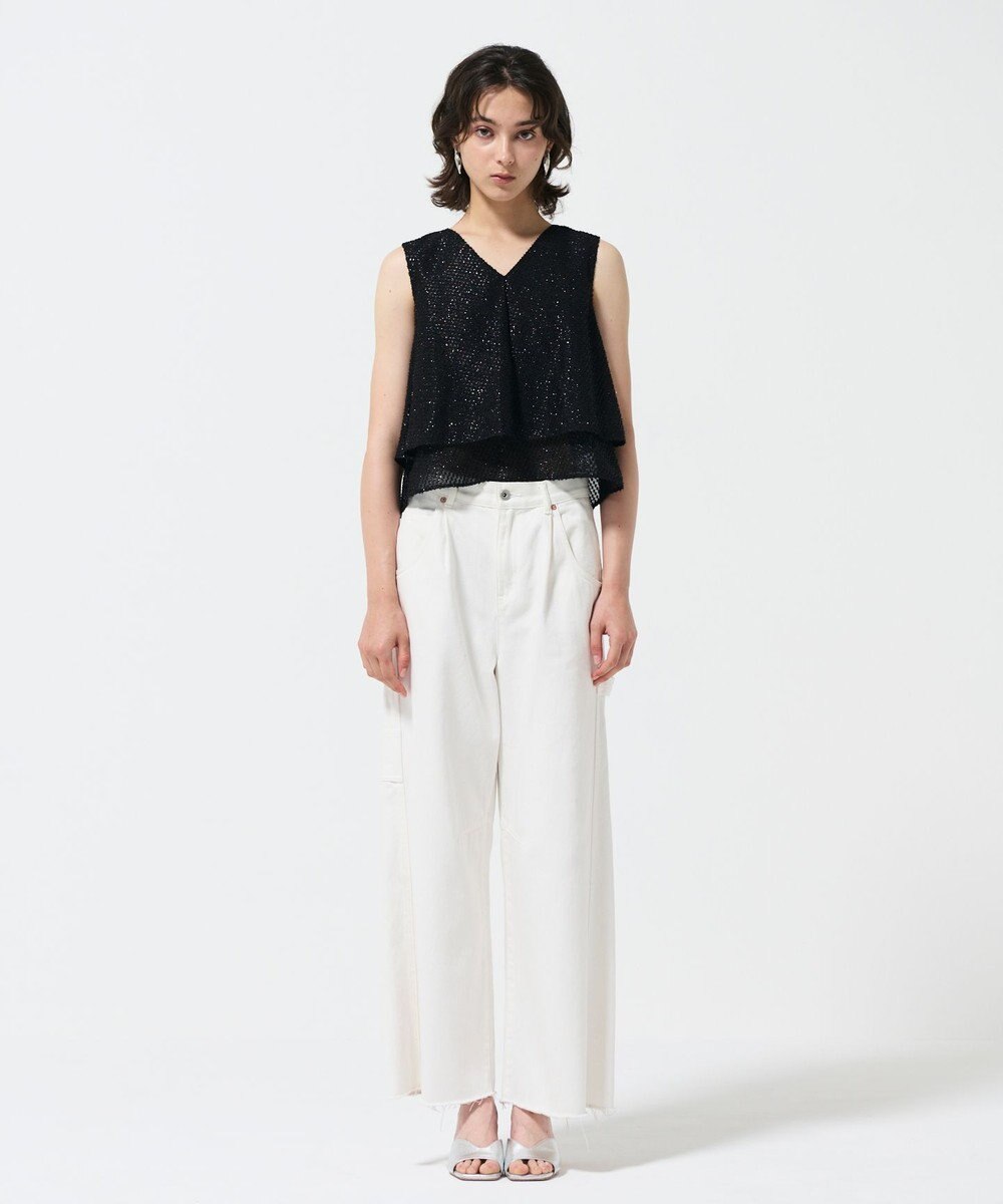 GRACE CONTINENTAL シフォンカットジャガードトップ 