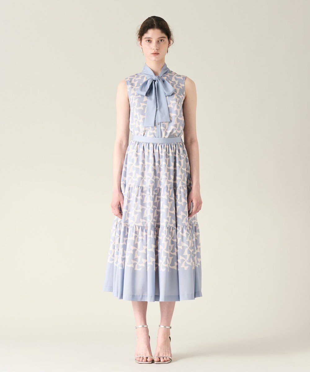 GRACE CONTINENTAL リボンプリントノースリーブトップ