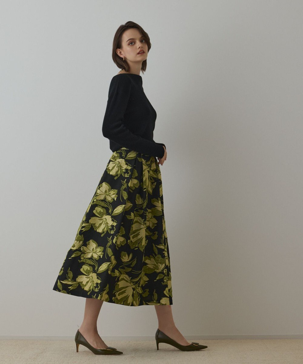 GRACE CONTINENTAL ラメフラワージャガードスカート 