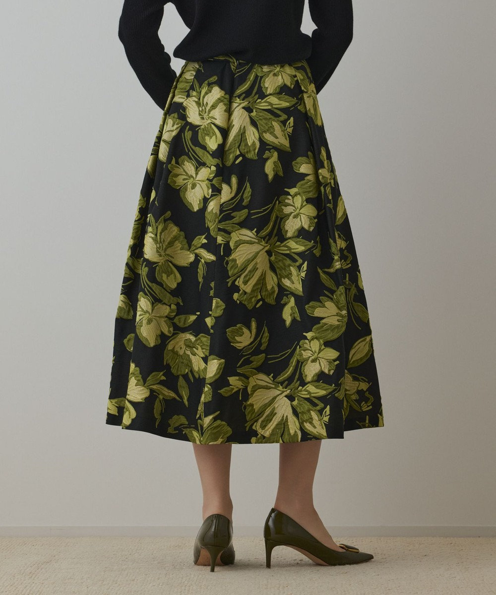 GRACE CONTINENTAL ラメフラワージャガードスカート 