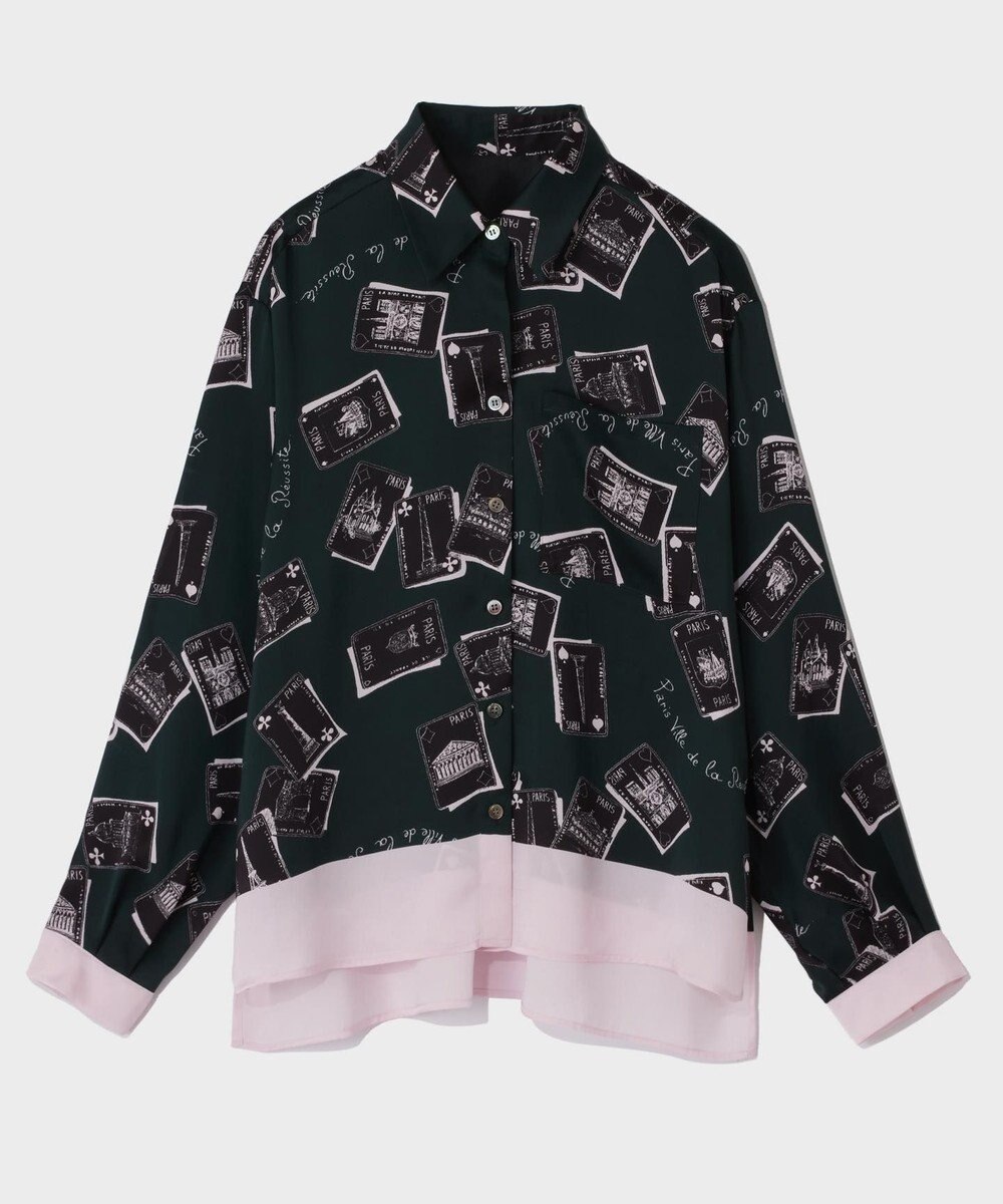 GRACE CONTINENTAL トランププリントブラウス 