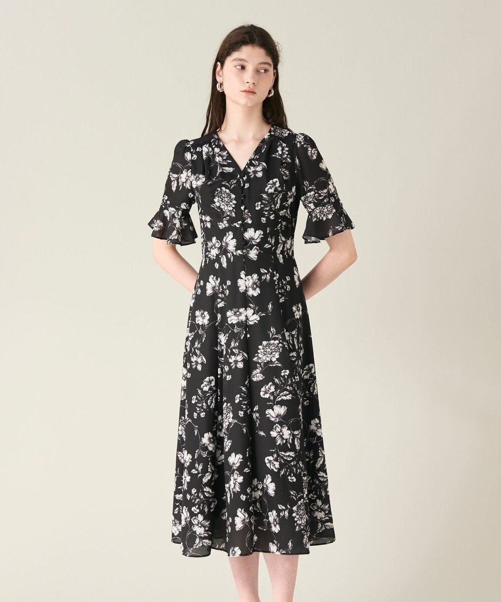 GRACE CONTINENTAL フラワープリントフレアワンピース 