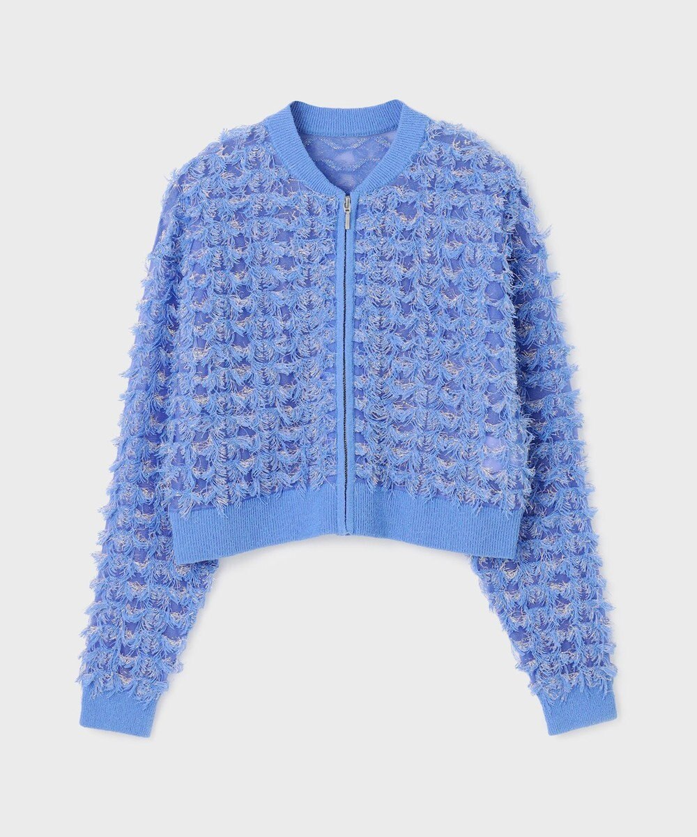 GRACE CONTINENTAL フリンジニットzipカーディガン