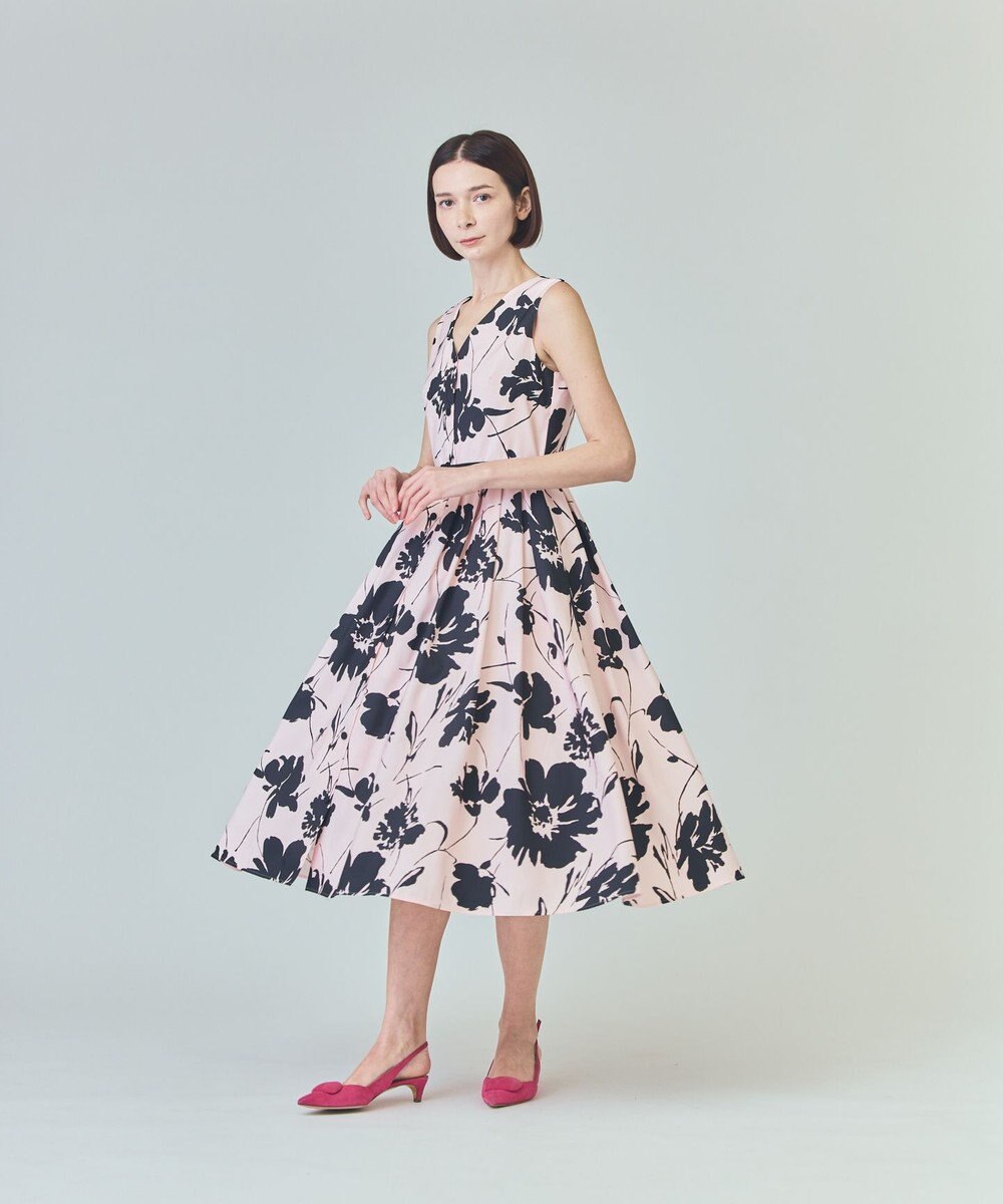 GRACE CONTINENTAL バイカラーボタニカルドレス 