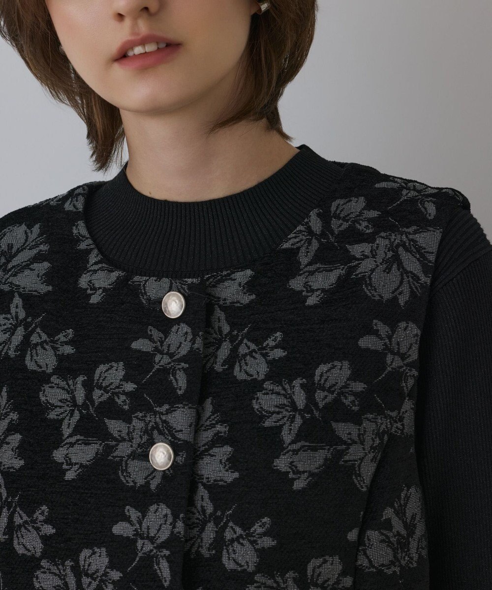 GRACE CONTINENTAL ラメフラワージャガードベスト 