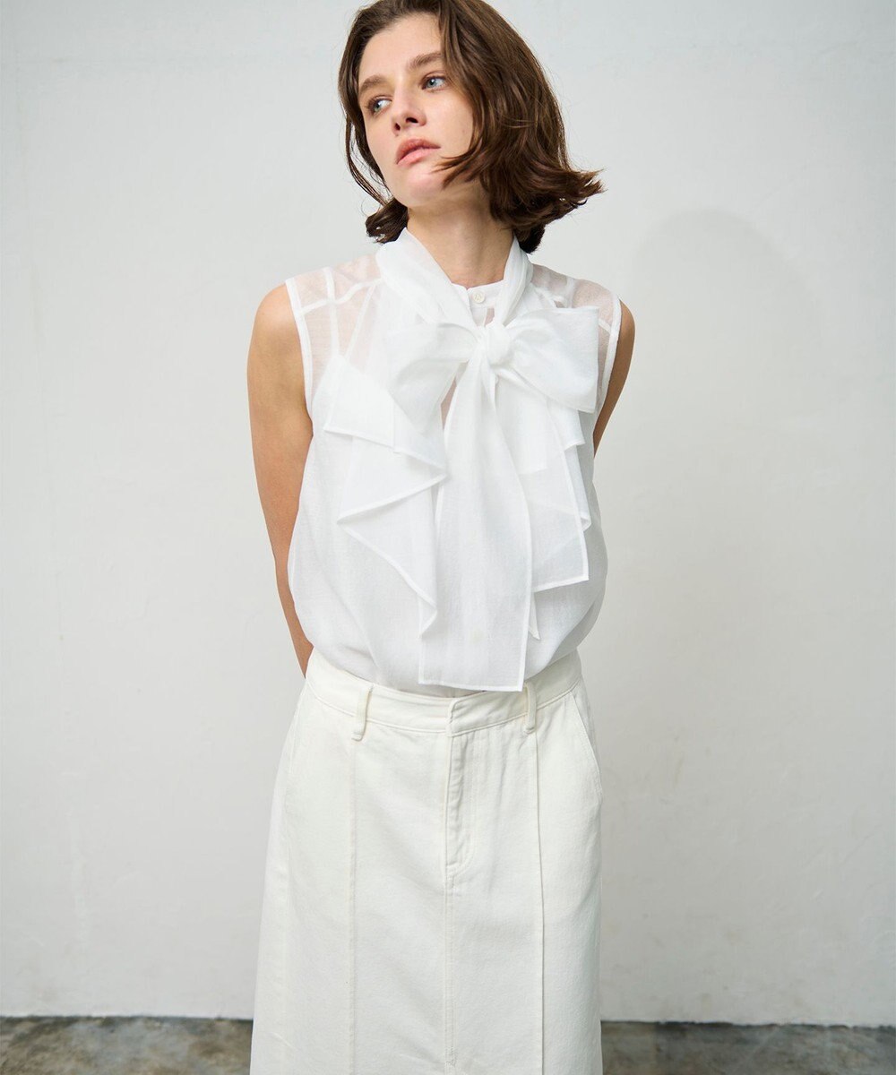 GRACE CONTINENTAL シアーボウタイノースリーブ