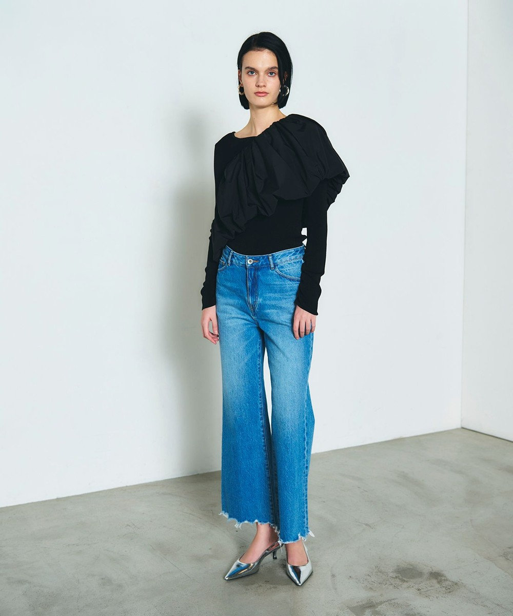 GRACE CONTINENTAL ルーズフレアデニムパンツ