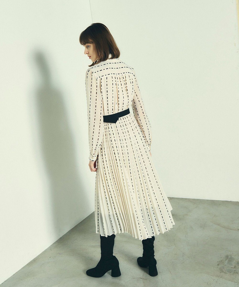 GRACE CONTINENTAL ドットストライププリントワンピース 