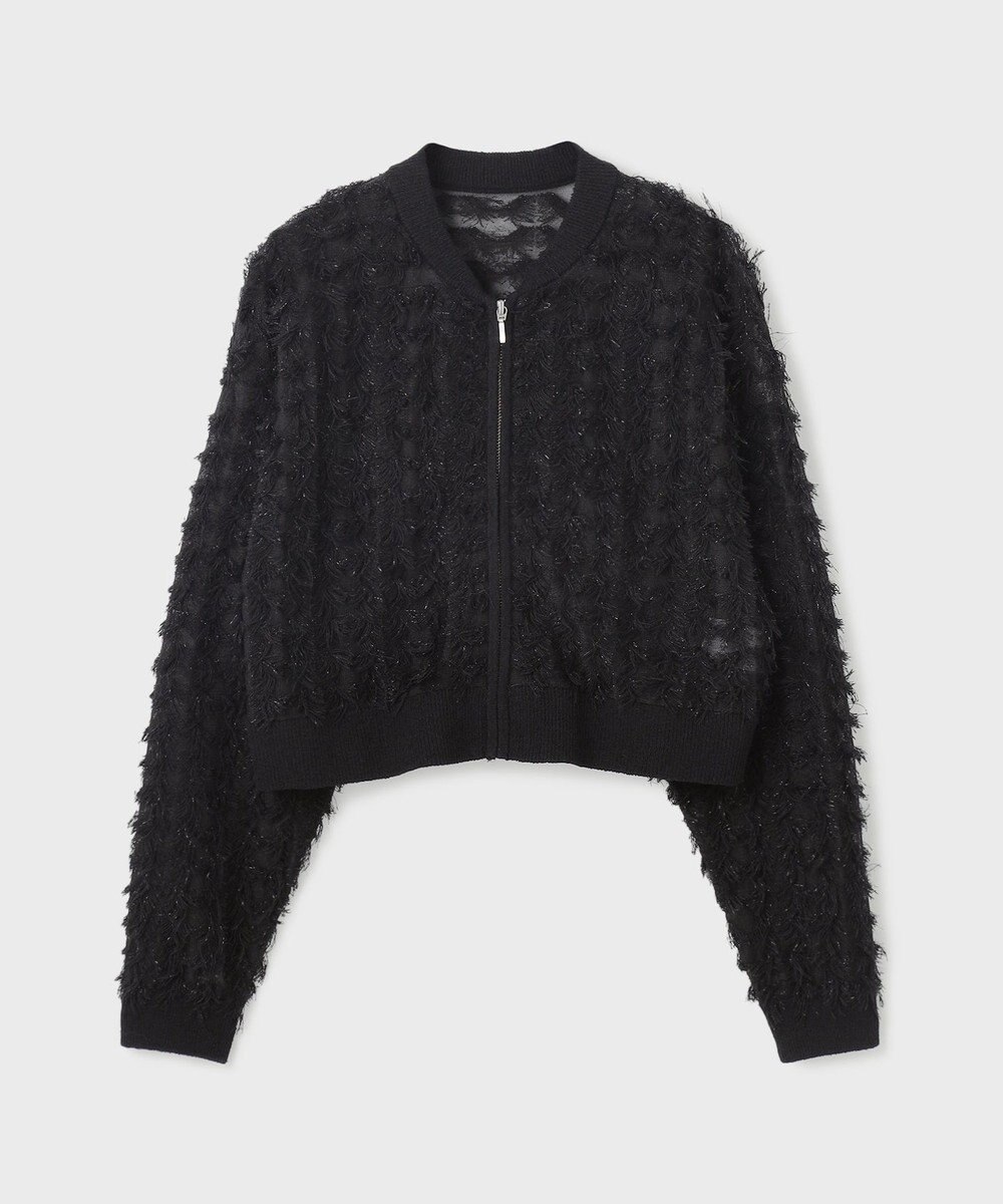 GRACE CONTINENTAL フリンジニットzipカーディガン 