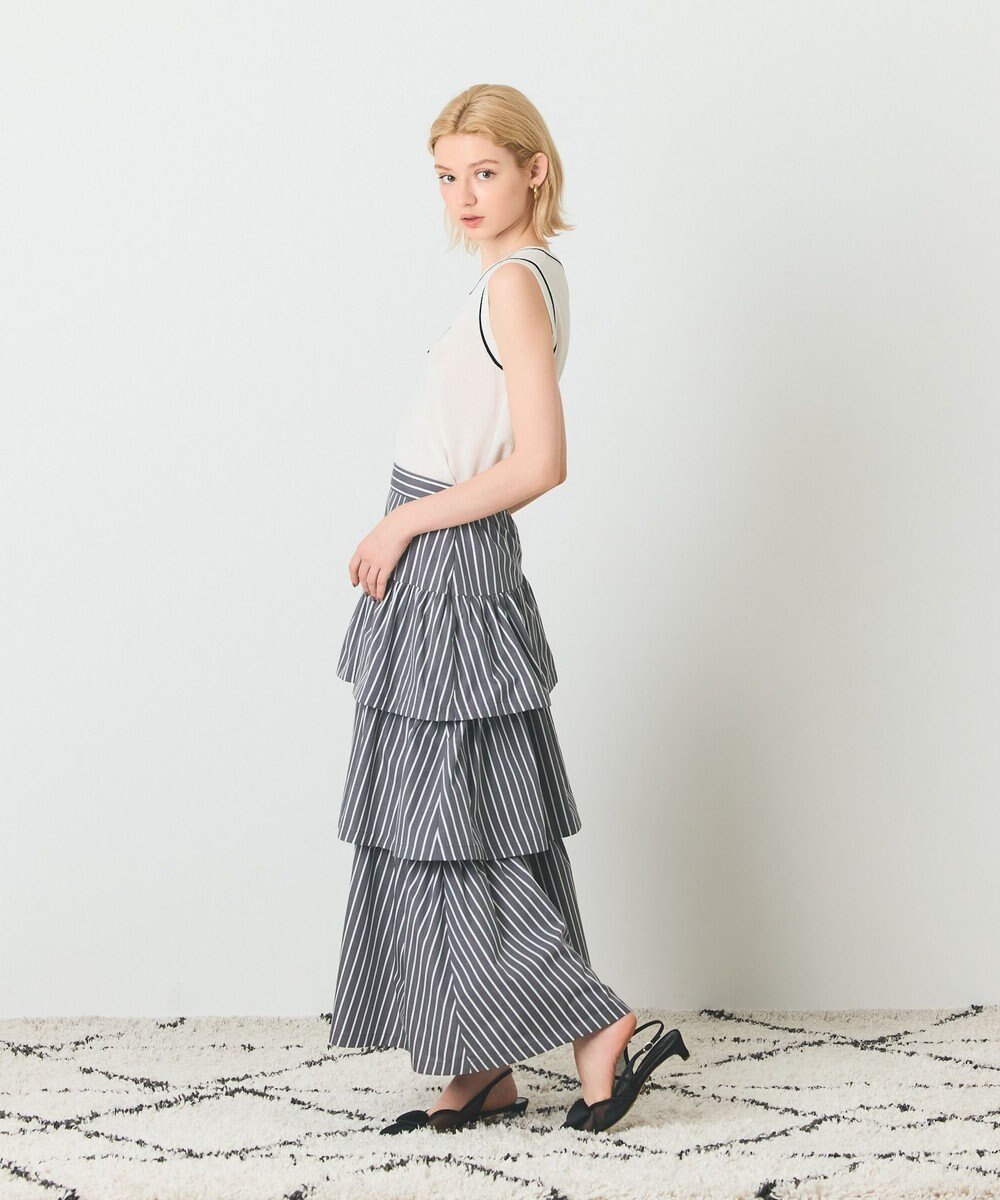 GRACE CONTINENTAL ストライプラッフルスカート 