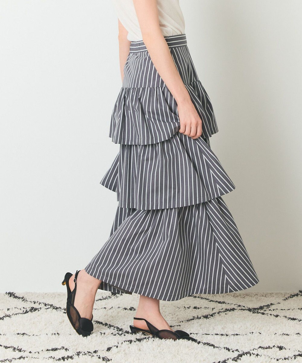 GRACE CONTINENTAL ストライプラッフルスカート 