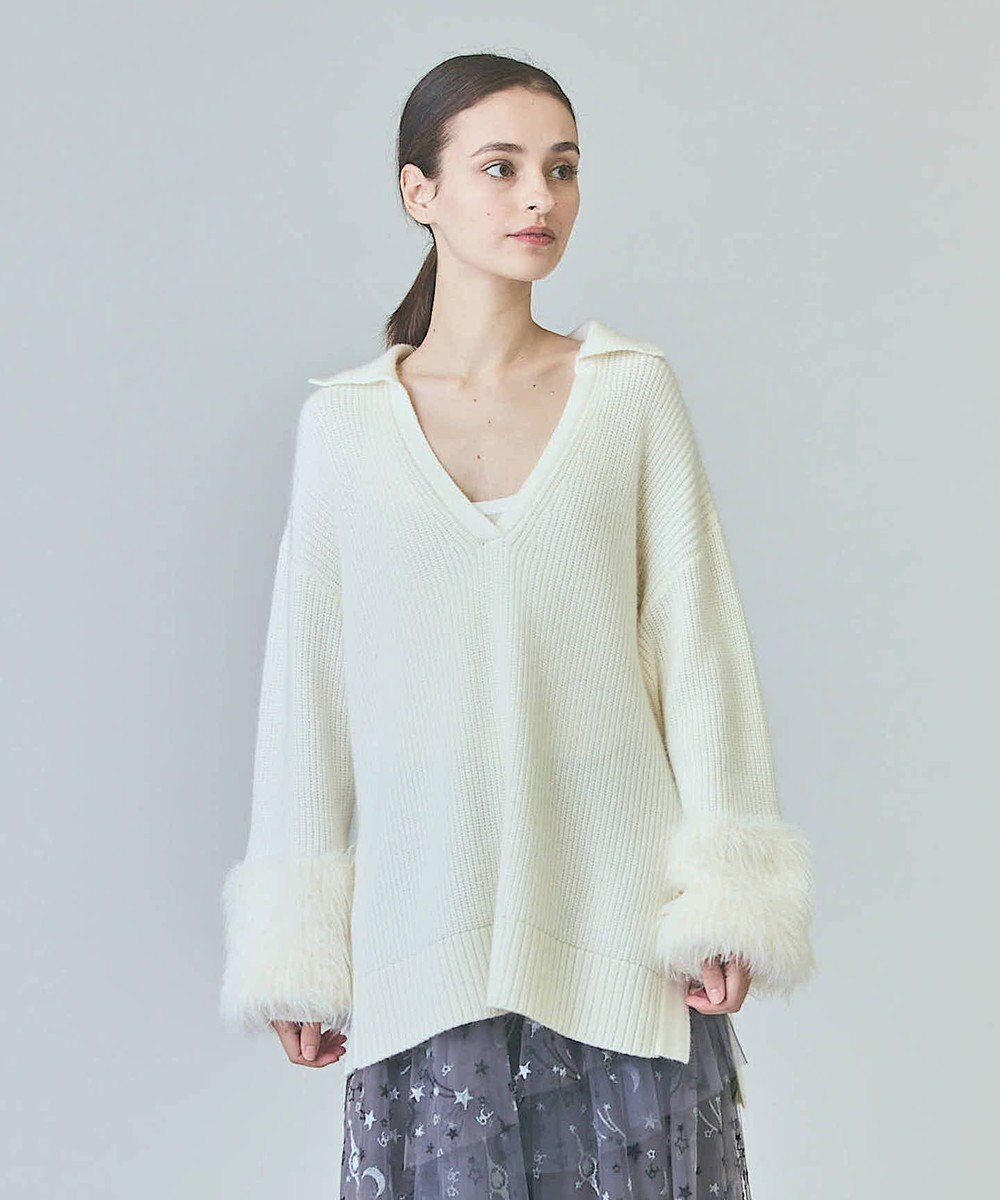 GRACE CONTINENTAL フェザースリーブニットトップ