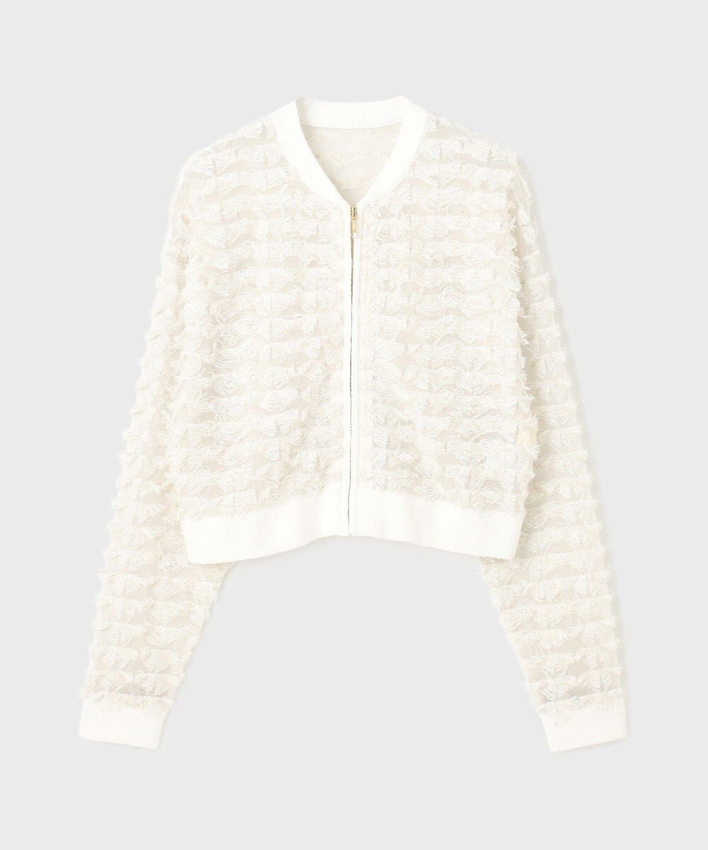 GRACE CONTINENTAL フリンジニットzipカーディガン 