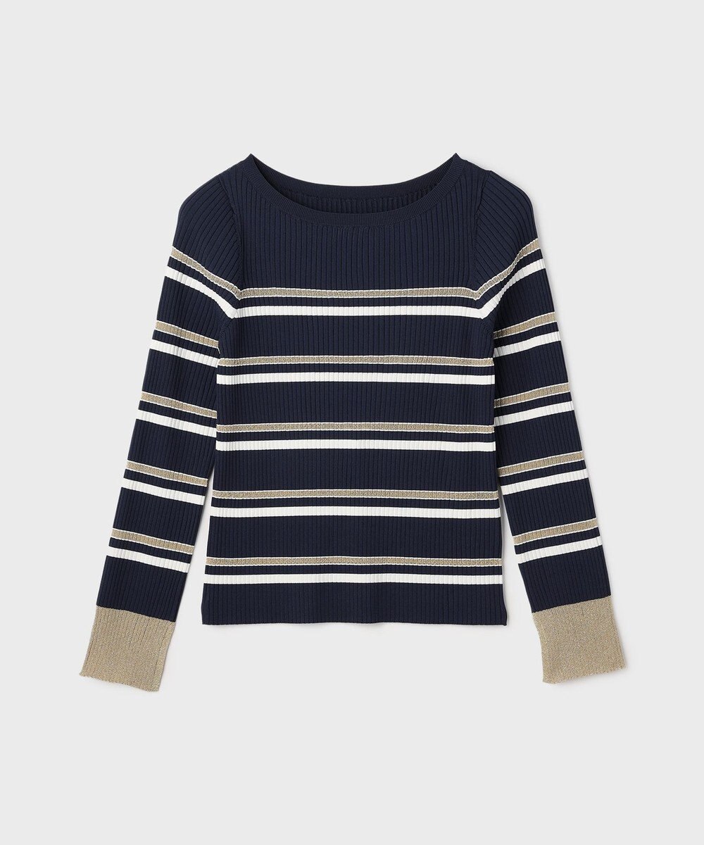 GRACE CONTINENTAL ラメボーダーニットトップ 