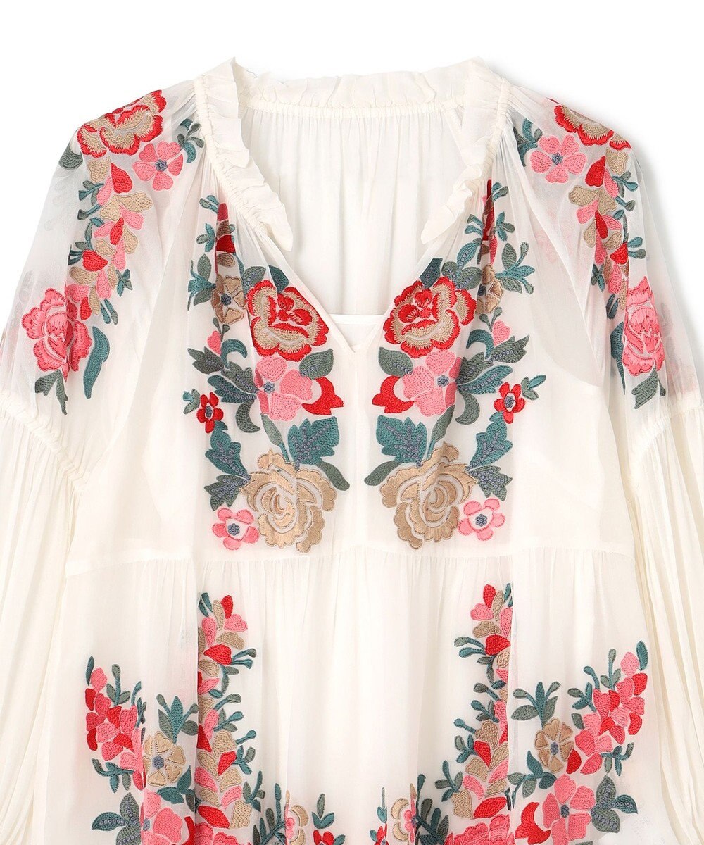 GRACE CONTINENTAL フラワー刺繍ギャザートップ 