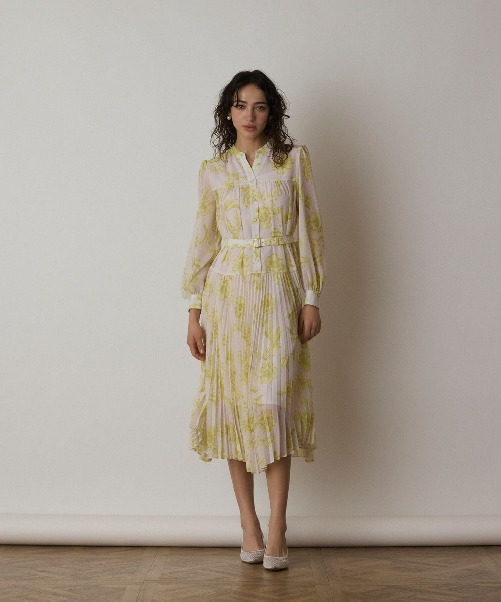 GRACE CONTINENTAL フラワープリントプリーツワンピース 