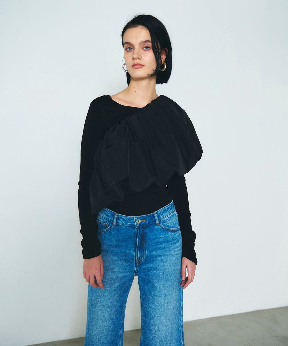 GRACE CONTINENTAL ルーズフレアデニムパンツ 