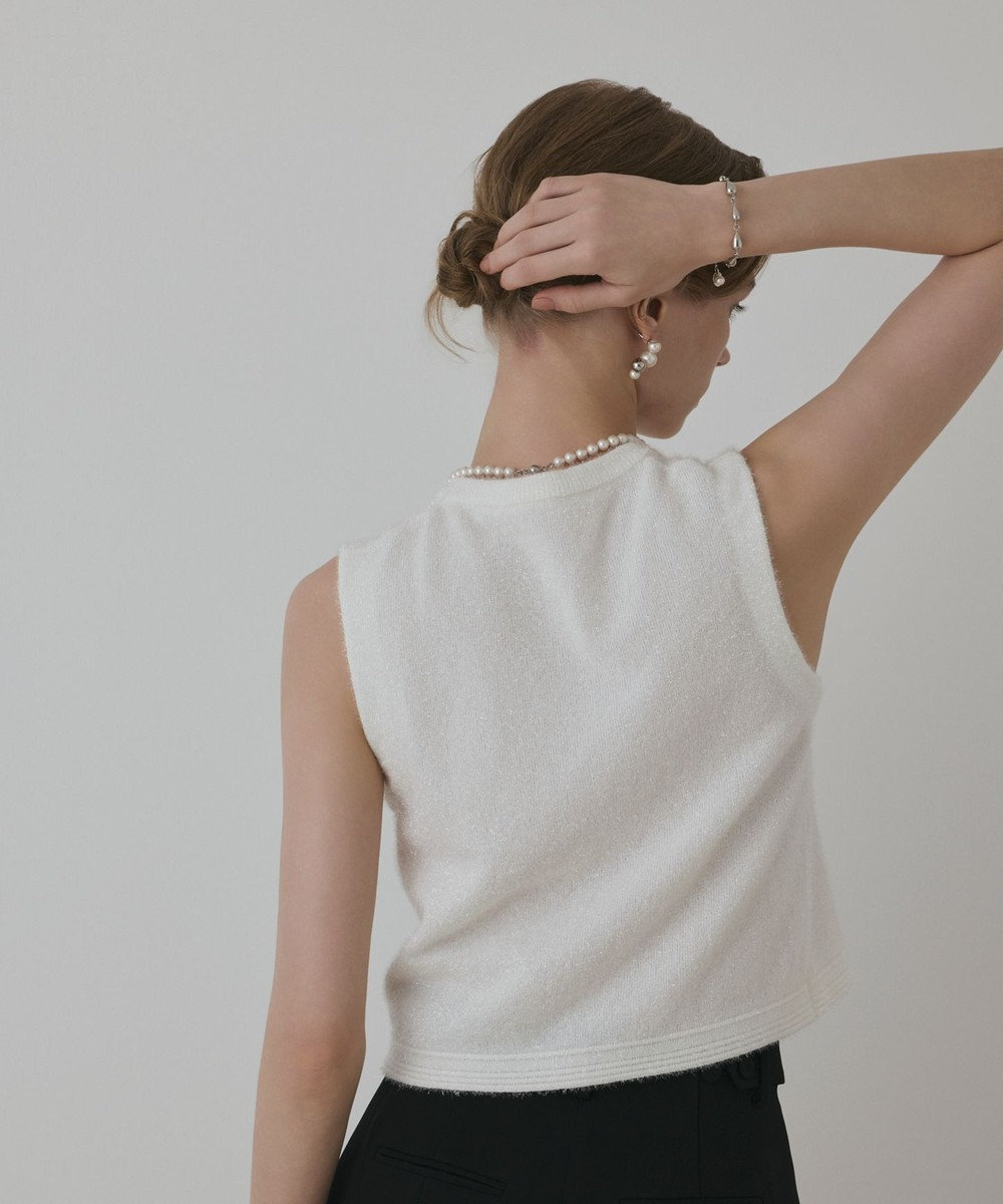 GRACE CONTINENTAL ラメフェザ－ニットトップ 