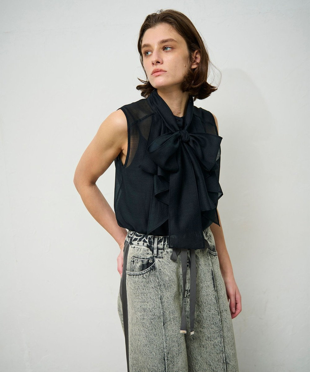 GRACE CONTINENTAL シアーボウタイノースリーブ