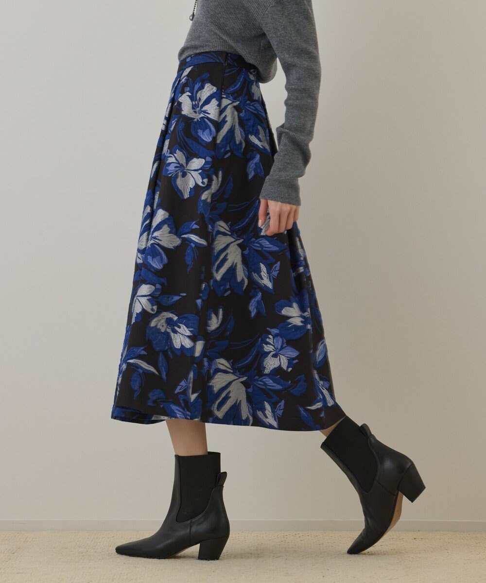 GRACE CONTINENTAL ラメフラワージャガードスカート 