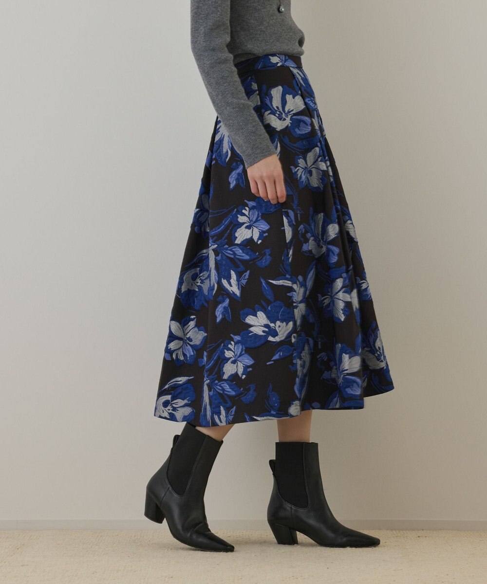 GRACE CONTINENTAL ラメフラワージャガードスカート 