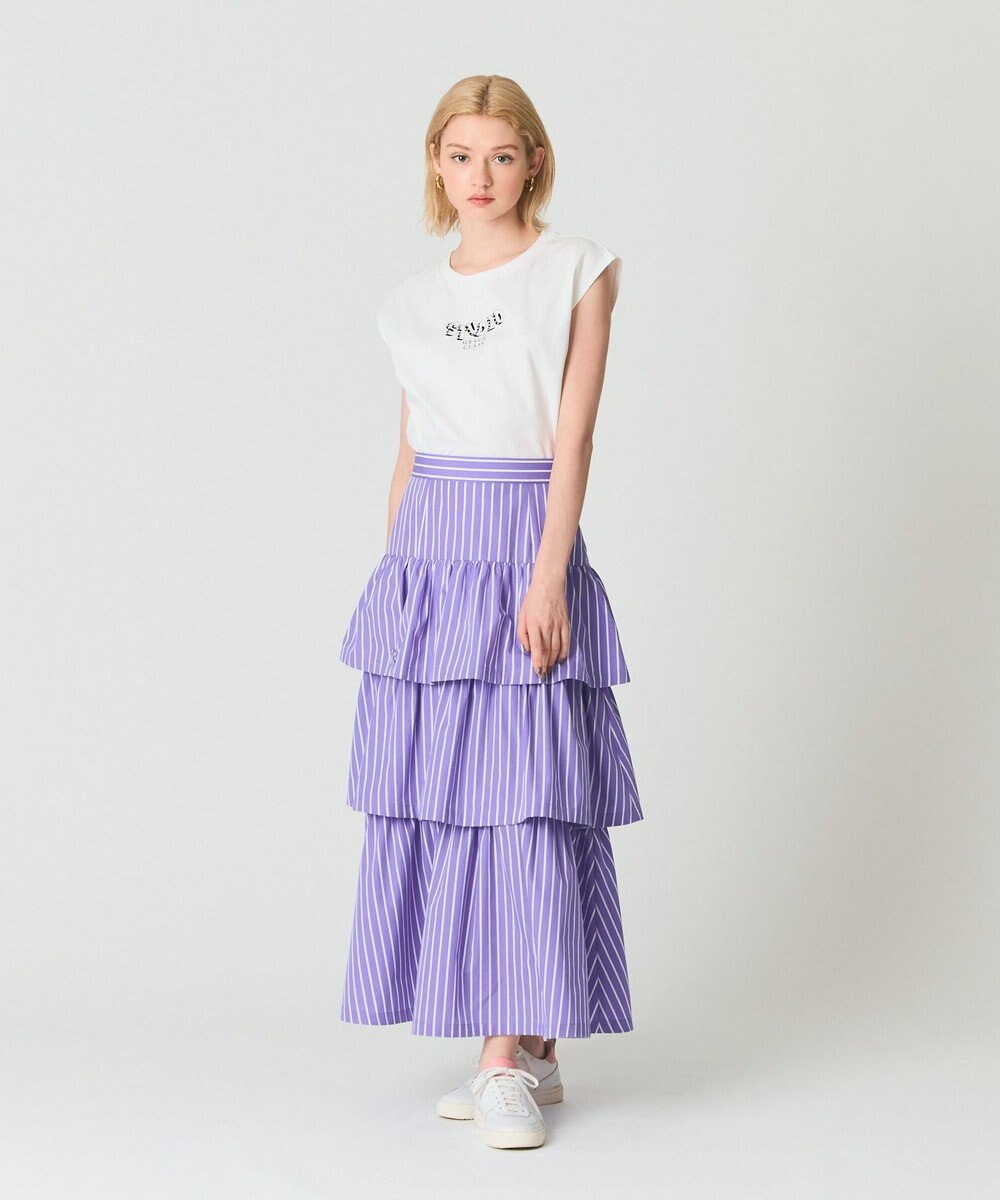 GRACE CONTINENTAL ストライプラッフルスカート 