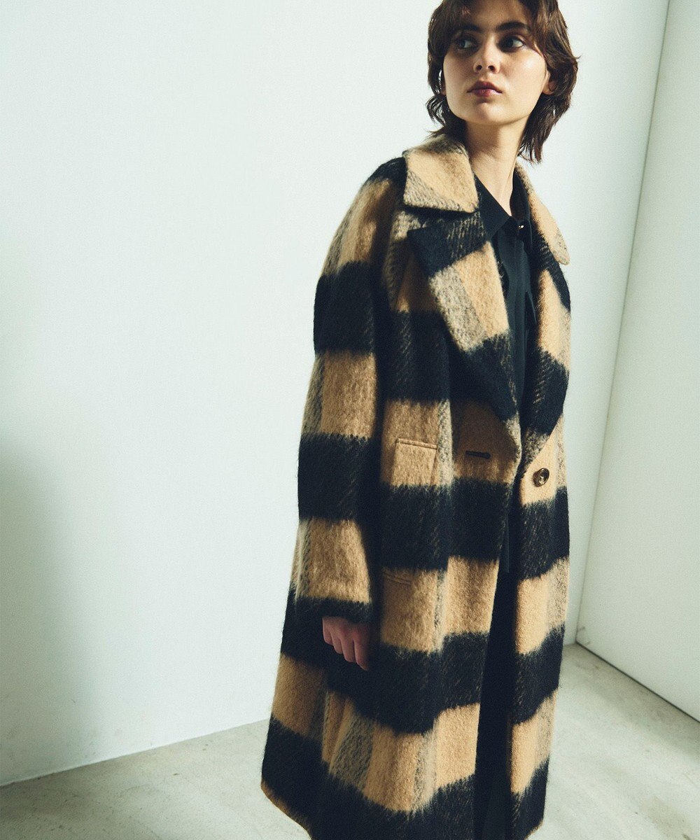 GRACE CONTINENTAL シャギーチェックチェスターコート