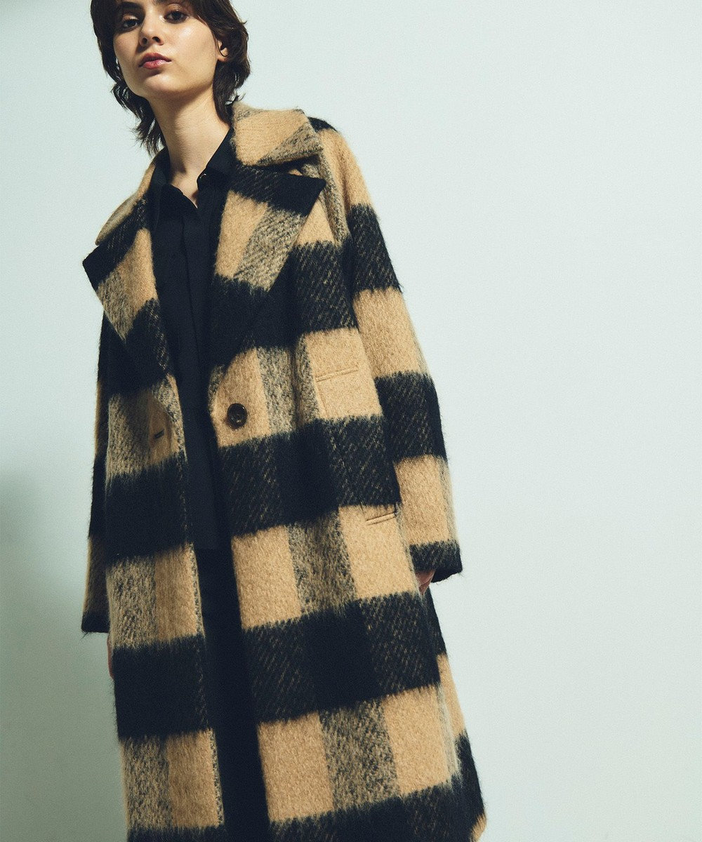 GRACE CONTINENTAL シャギーチェックチェスターコート