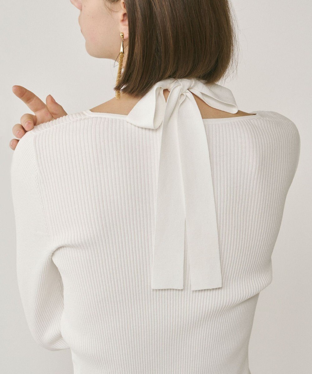 GRACE CONTINENTAL ボウタイリブニットトップ 