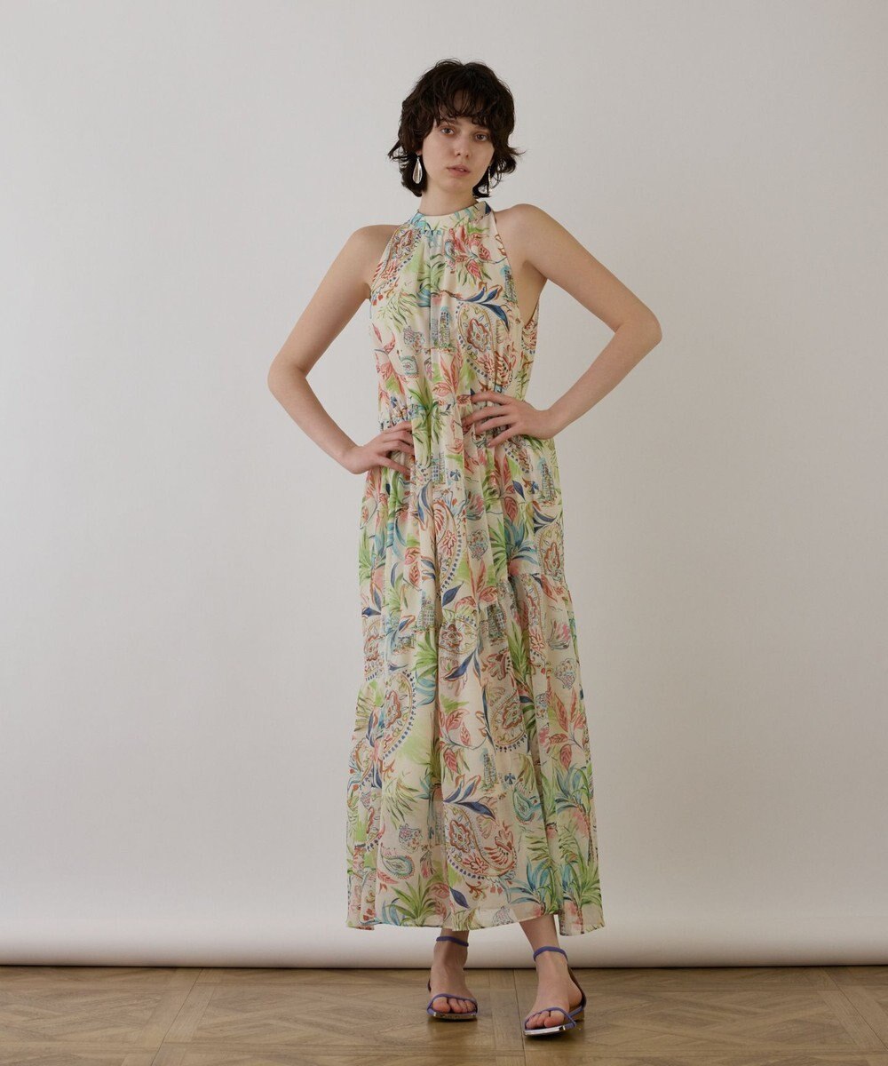 GRACE CONTINENTAL リゾートプリントティアードワンピース