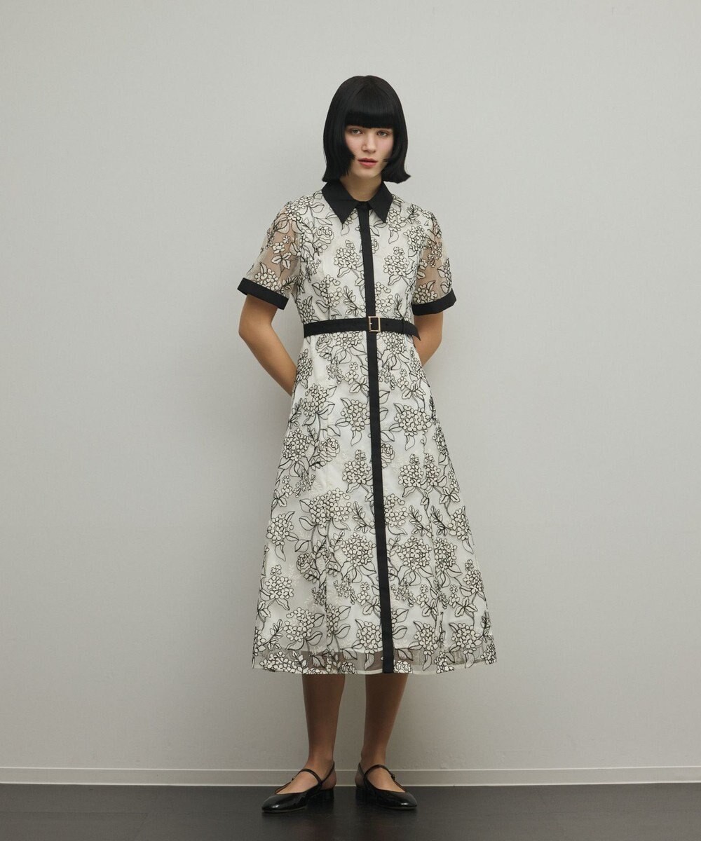 GRACE CONTINENTAL フラワーコード刺繍ワンピース 
