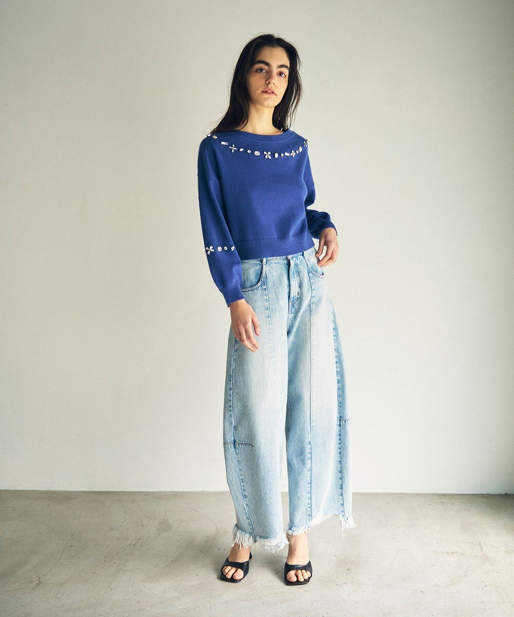 GRACE CONTINENTAL マルチビジューニットトップ 