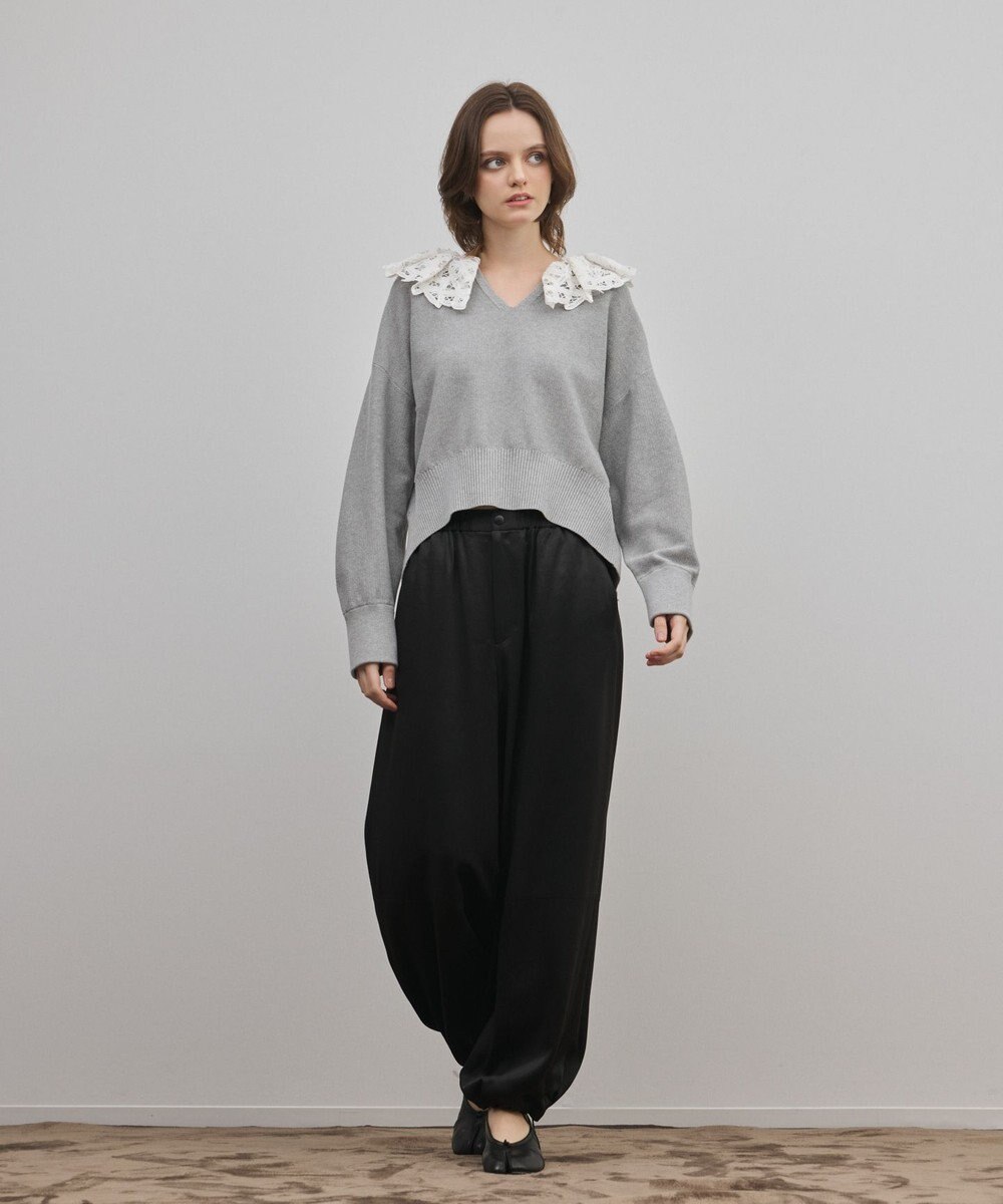 GRACE CONTINENTAL レースカラーニットトップ 