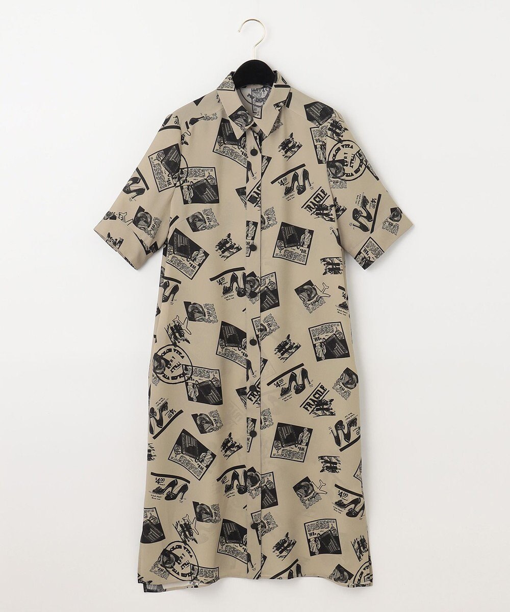 GRACE CONTINENTAL フォトプリントシャツドレス ベージュ