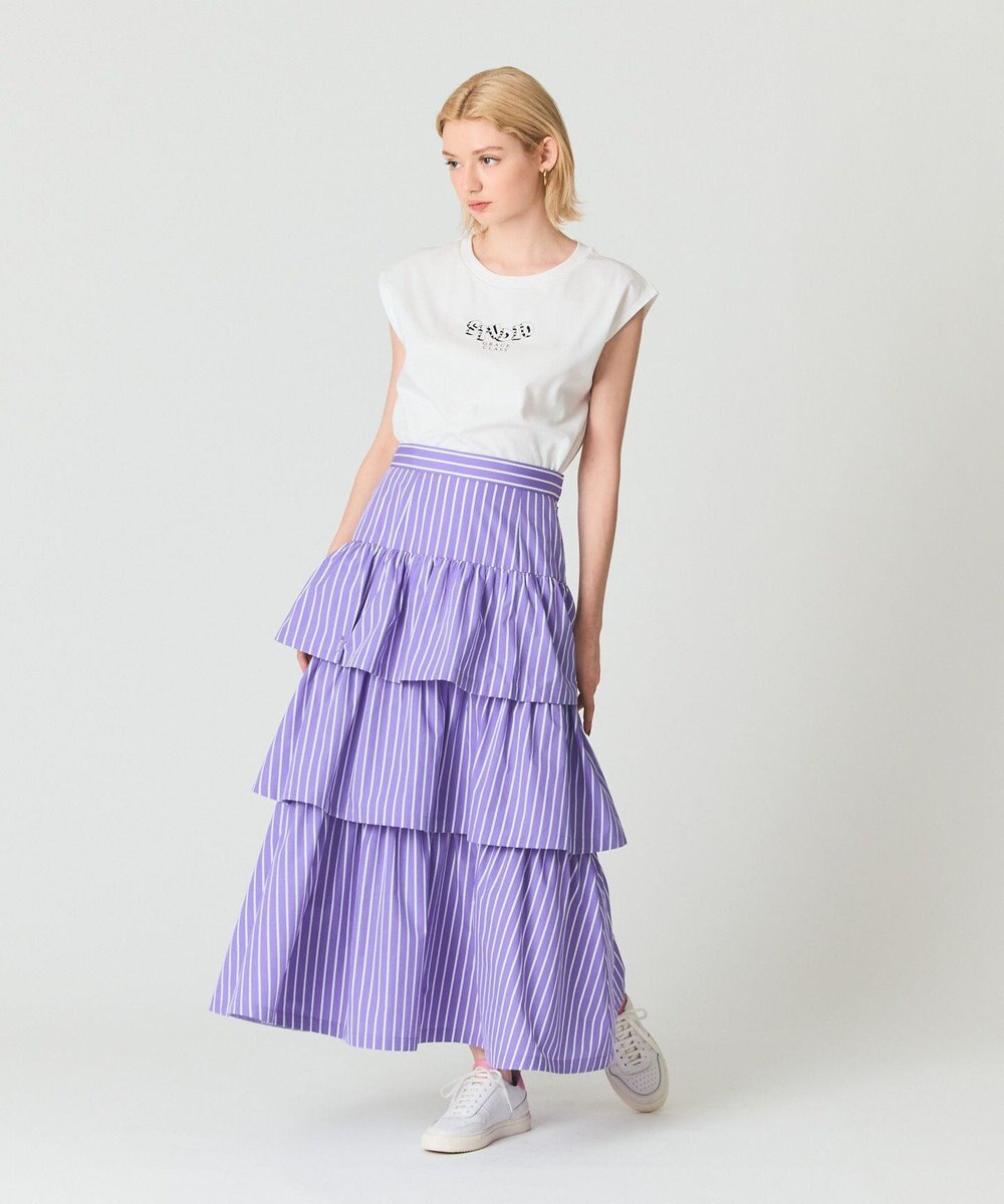 GRACE CONTINENTAL ストライプラッフルスカート 