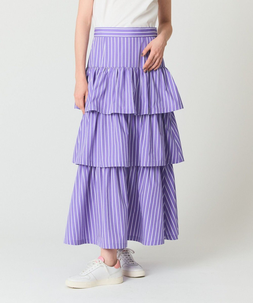 GRACE CONTINENTAL ストライプラッフルスカート 