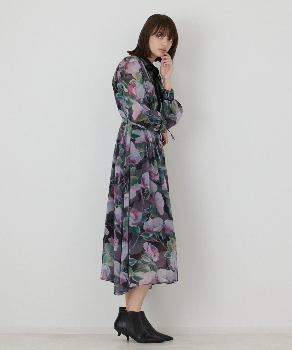 GRACE CONTINENTAL ローズプリントフレアワンピース 