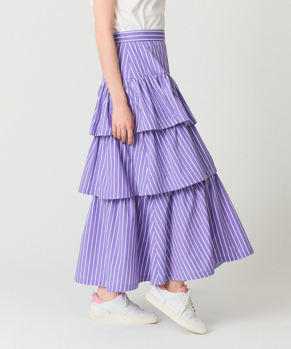 GRACE CONTINENTAL ストライプラッフルスカート 