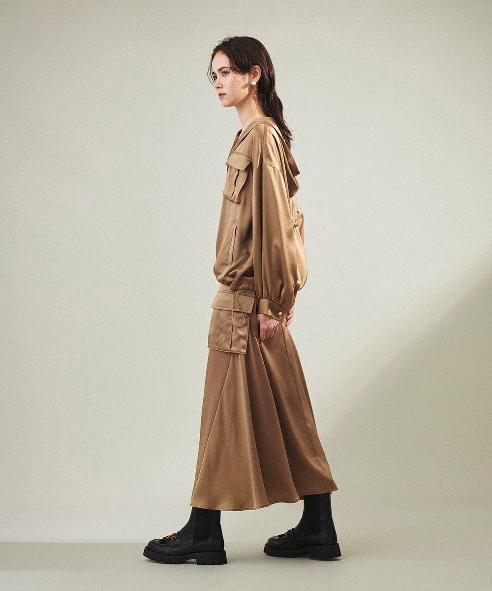 GRACE CONTINENTAL サテンミリタリーロングスカート 