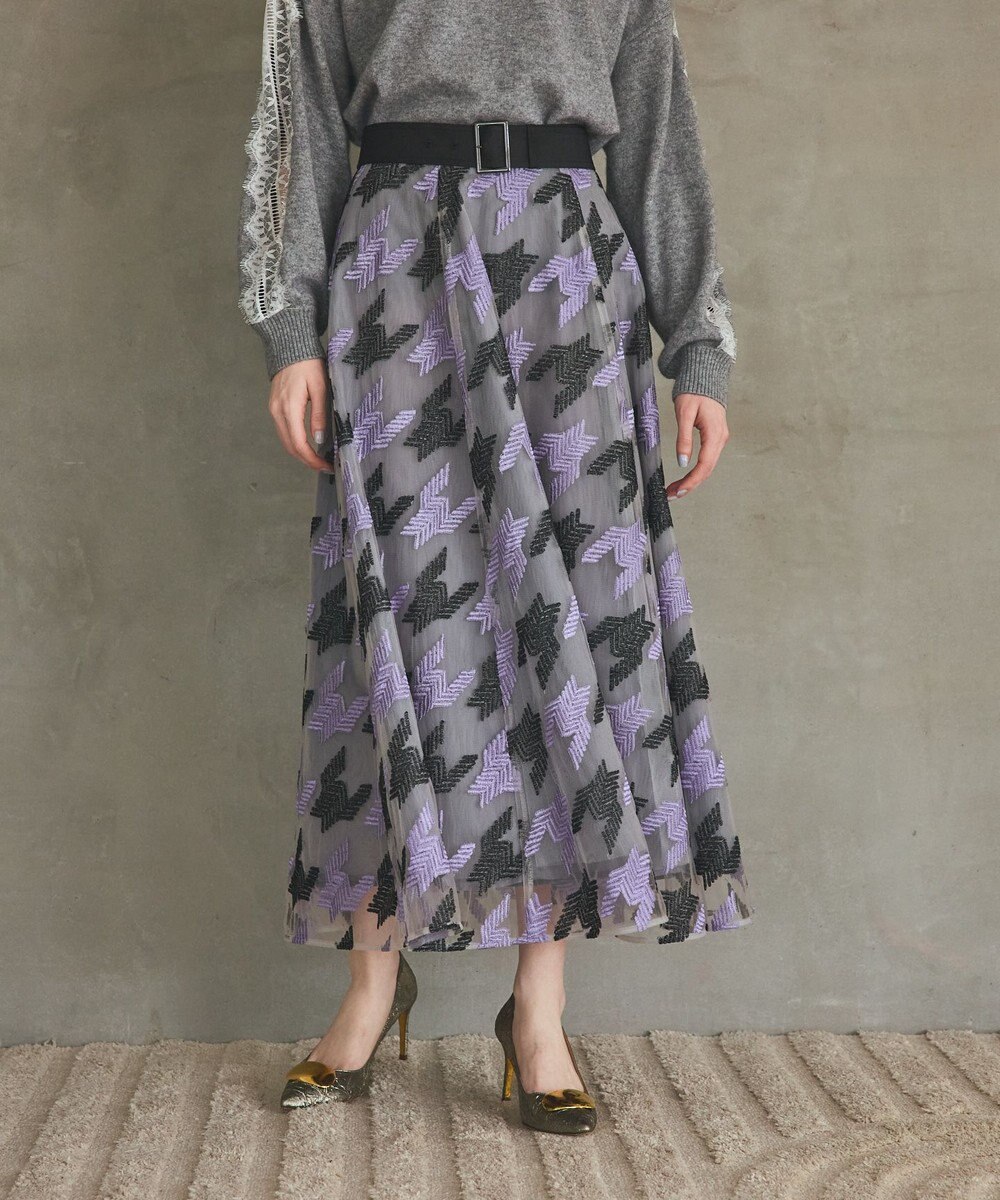 GRACE CONTINENTAL 千鳥刺繍チュールスカート 
