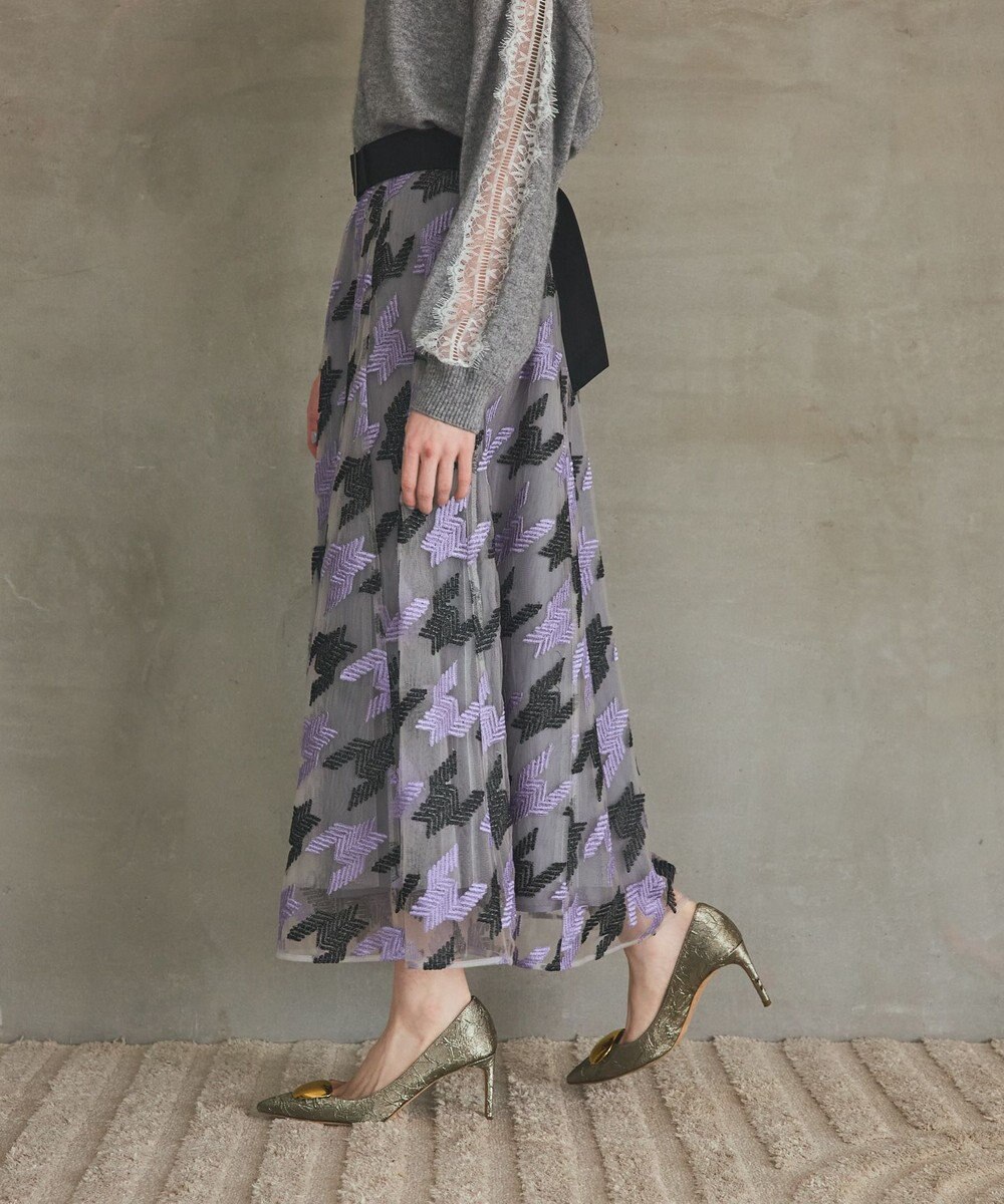 GRACE CONTINENTAL 千鳥刺繍チュールスカート 