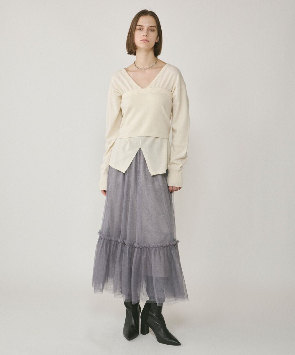 GRACE CONTINENTAL ウールVネックニットトップ 