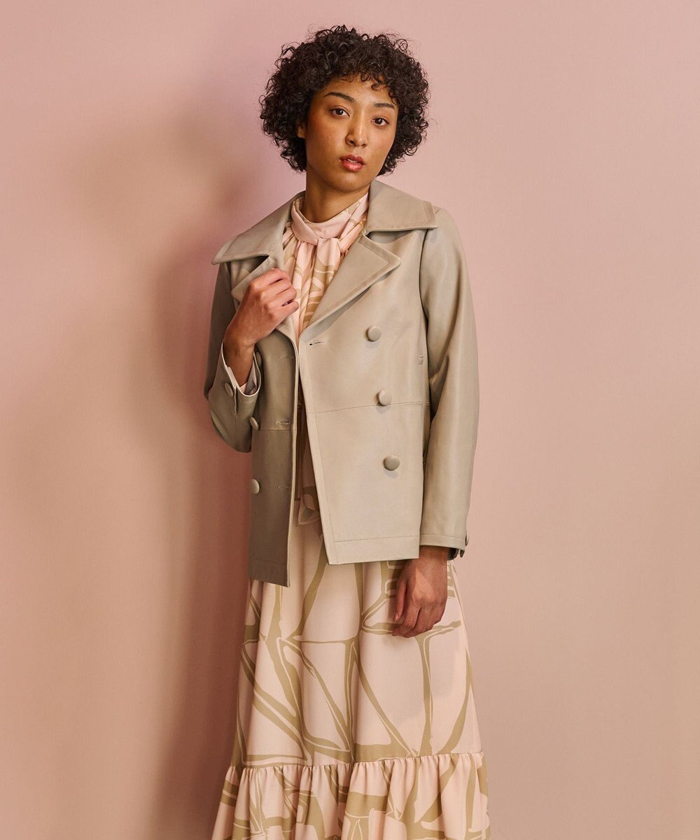 GRACE CONTINENTAL ラムレザーＰコート 