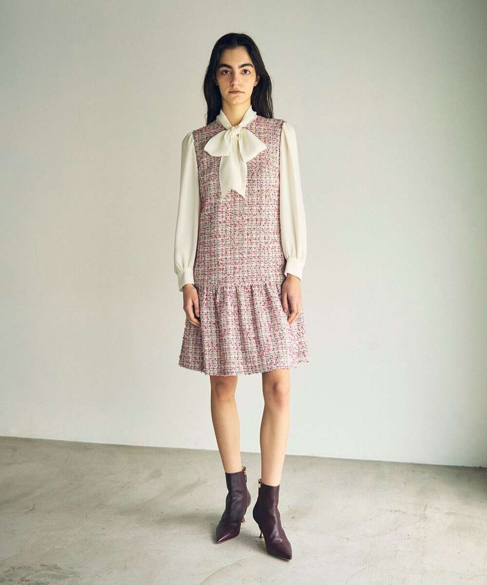 GRACE CONTINENTAL ツイードコンビワンピース 