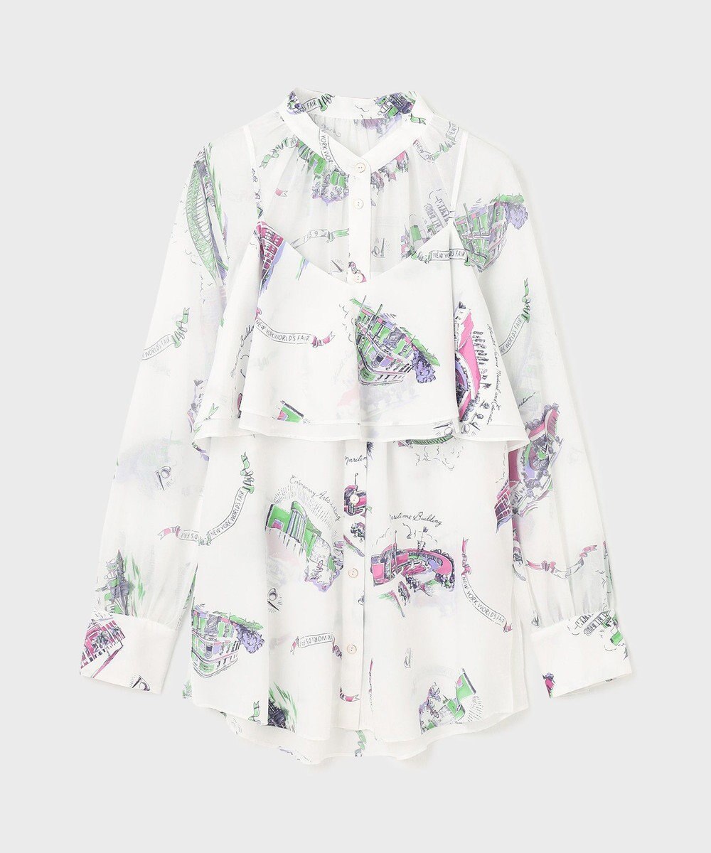 GRACE CONTINENTAL スーヴェニールプリントブラウス 