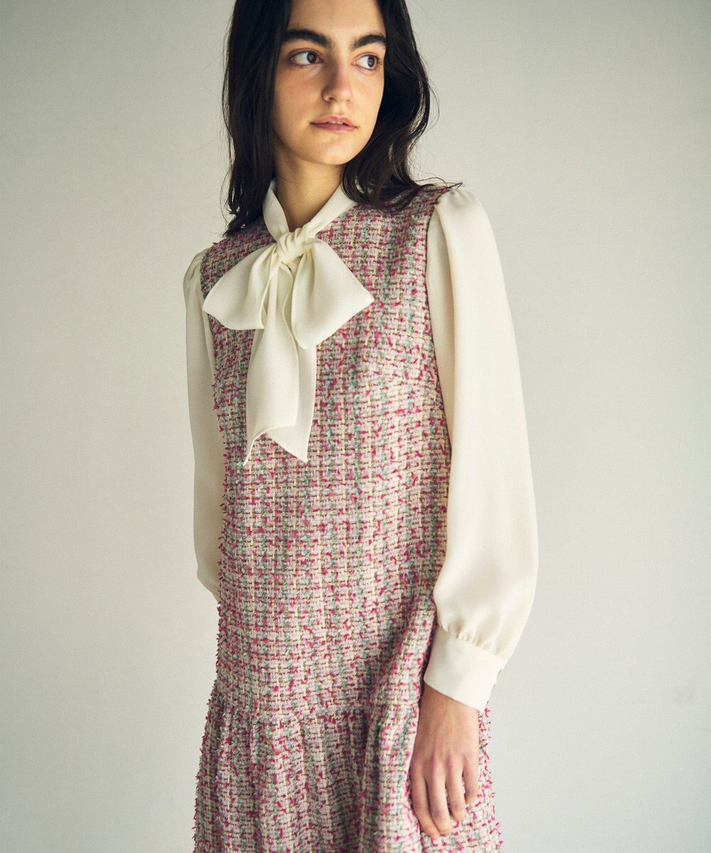 GRACE CONTINENTAL ツイードコンビワンピース 