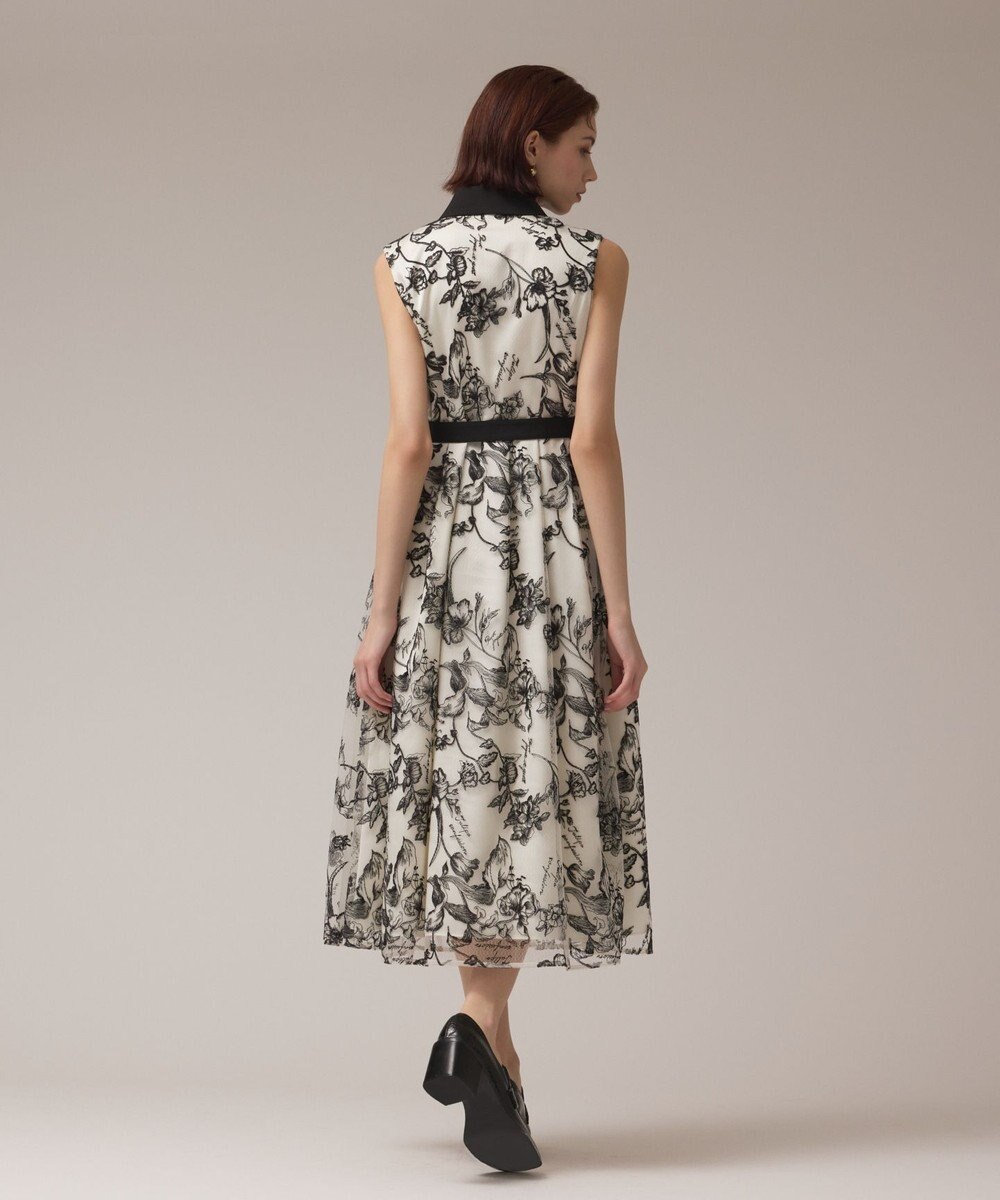 GRACE CONTINENTAL フラワー刺繍ボウタイドレス 