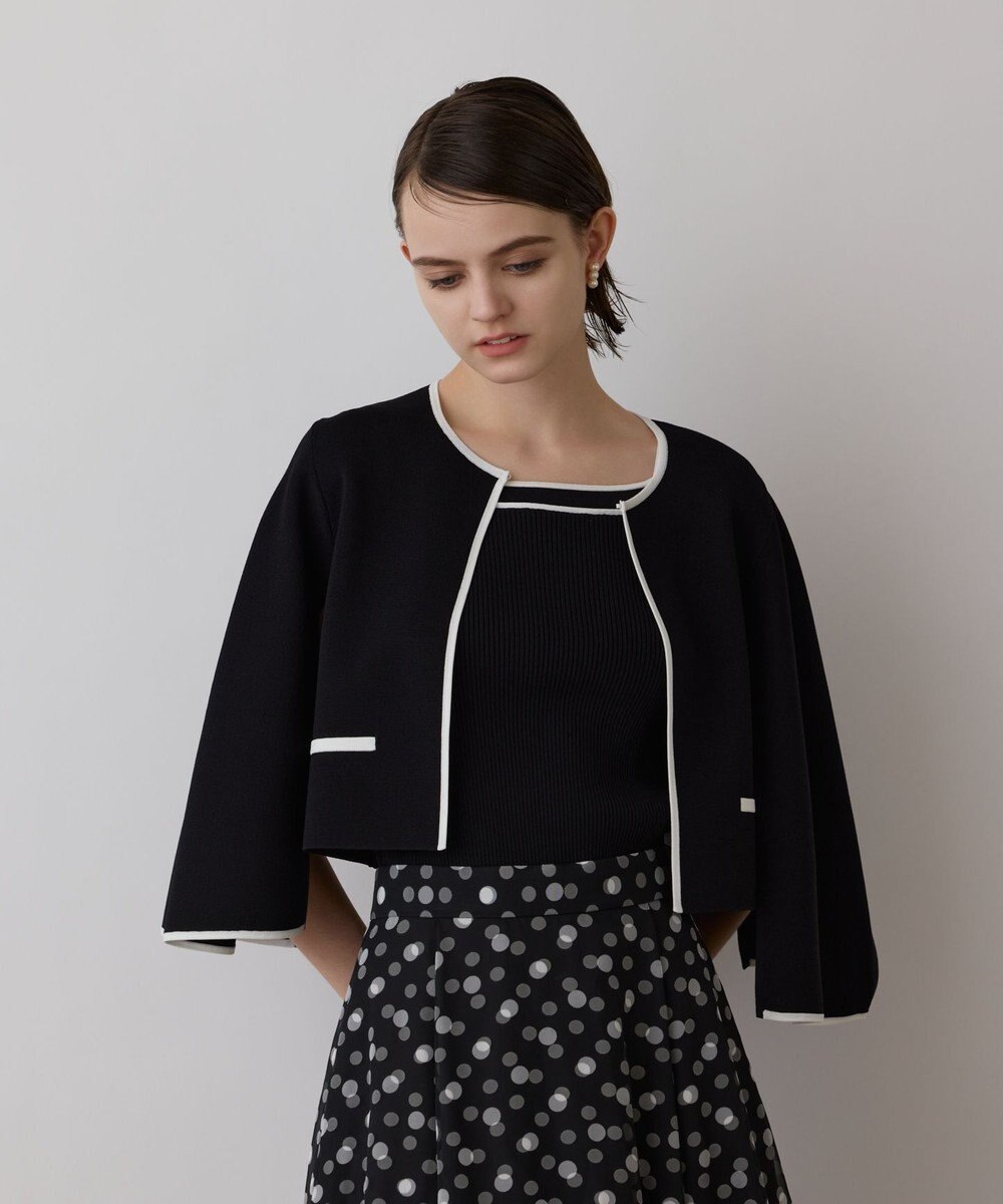 GRACE CONTINENTAL バイカラースリットニットカーディガン 